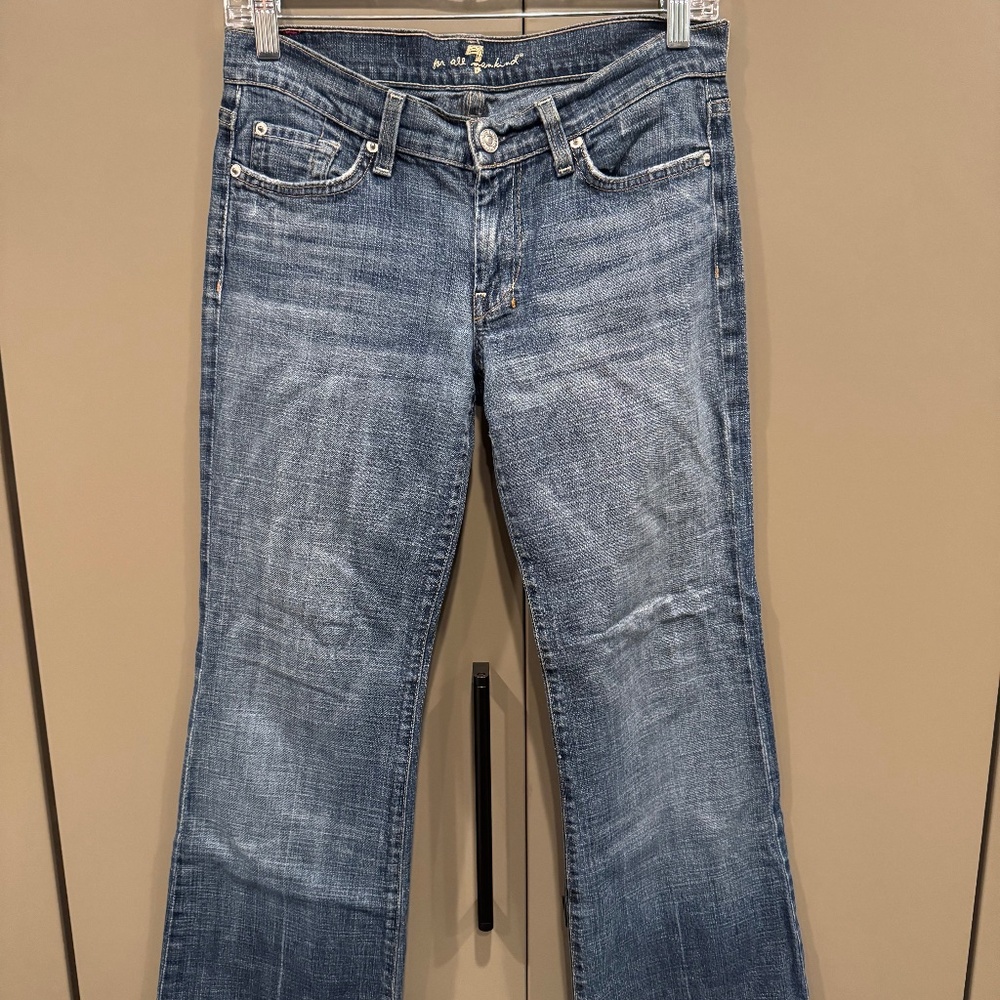 7 FOR ALL MANKIND BOOT CUT JEANS, SIZE 27